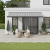 Toldo retráctil aluminio y tela gris antracita y blanco 5x3 m