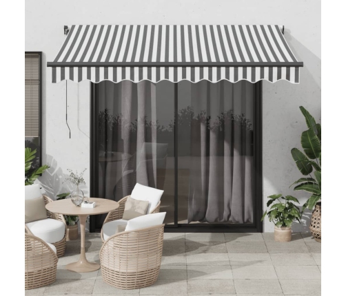 Toldo retráctil manual gris antracita y blanco 300x250 cm