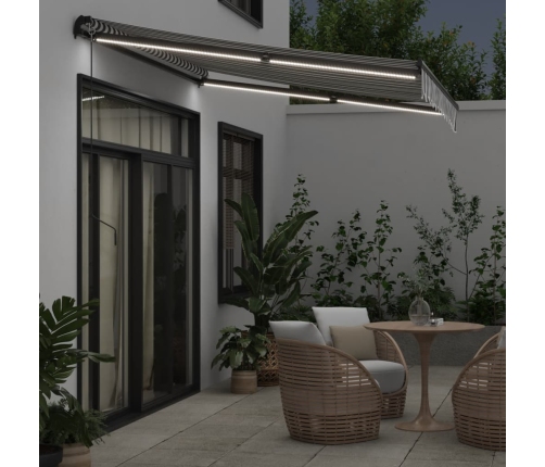 Toldo retráctil manual con LED antracita y blanco 300x250 cm