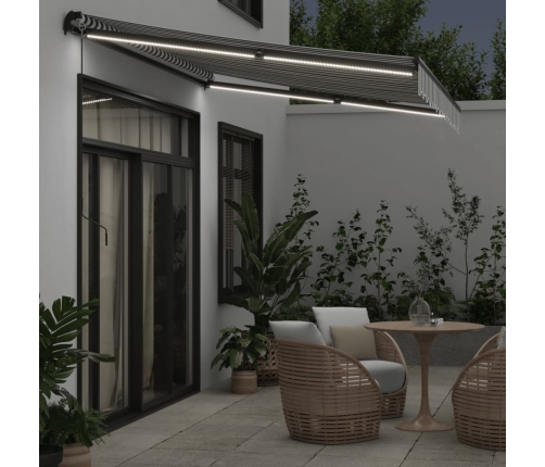 Toldo retráctil manual con LED antracita y blanco 350x250 cm