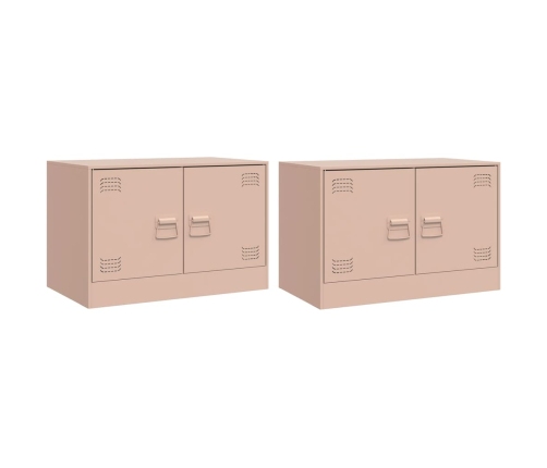 vidaXL Muebles para TV 2 unidades acero rosa 67x39x44 cm