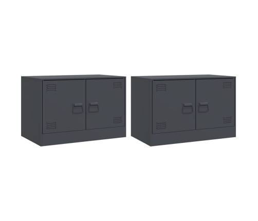 Muebles para TV 2 unidades acero gris antracita 67x39x44 cm