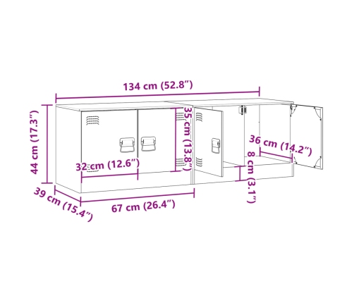 Muebles para TV 2 unidades acero gris antracita 67x39x44 cm