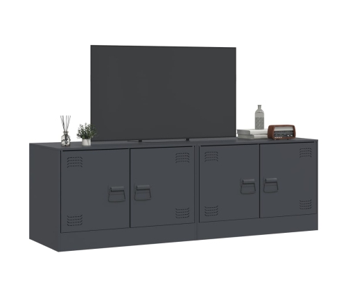 Muebles para TV 2 unidades acero gris antracita 67x39x44 cm