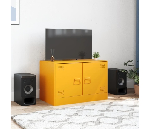 Mueble para TV de acero amarillo mostaza 67x39x44 cm