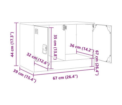 Mueble para TV de acero amarillo mostaza 67x39x44 cm