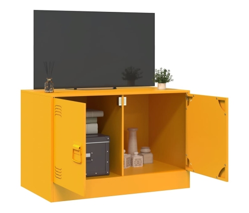 Mueble para TV de acero amarillo mostaza 67x39x44 cm