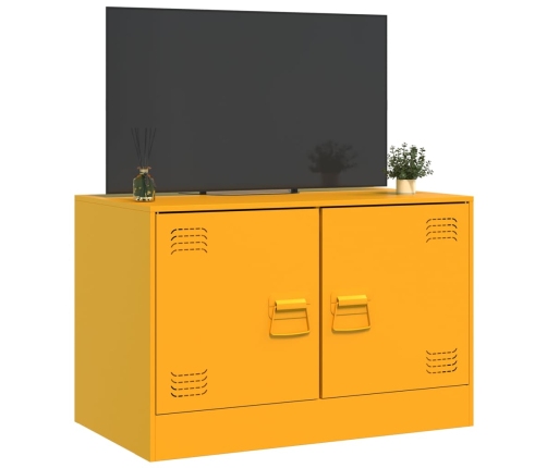 Mueble para TV de acero amarillo mostaza 67x39x44 cm