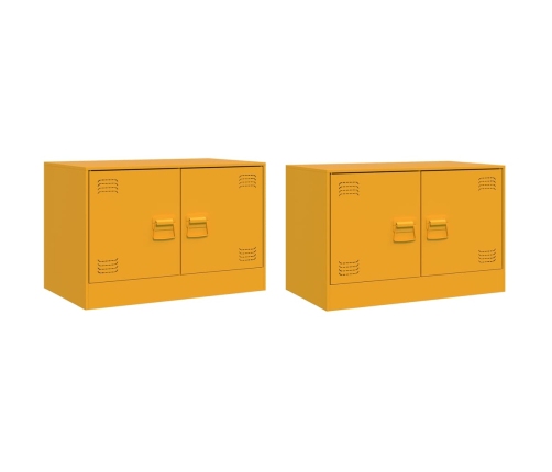 Muebles para TV 2 unidades acero amarillo mostaza 67x39x44 cm