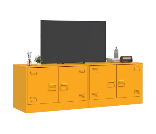 Muebles para TV 2 unidades acero amarillo mostaza 67x39x44 cm