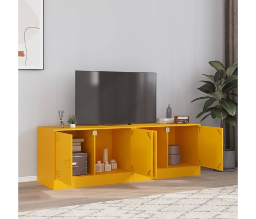 Muebles para TV 2 unidades acero amarillo mostaza 67x39x44 cm