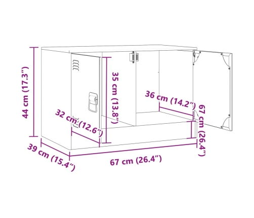 Mueble para TV de acero verde oliva 67x39x44 cm