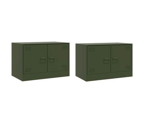 Muebles para TV 2 unidades acero verde oliva 67x39x44 cm