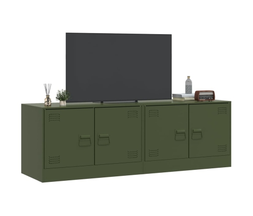 Muebles para TV 2 unidades acero verde oliva 67x39x44 cm