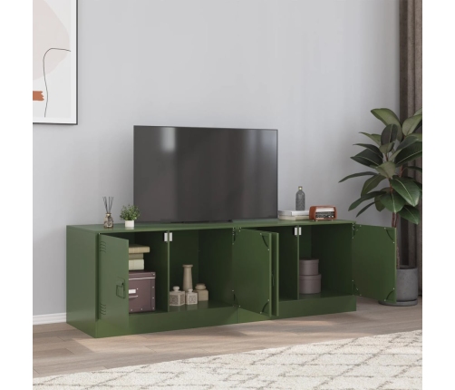 Muebles para TV 2 unidades acero verde oliva 67x39x44 cm