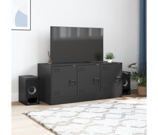 Mueble para TV de acero negro 99x39x44 cm