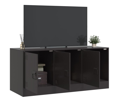 Mueble para TV de acero negro 99x39x44 cm