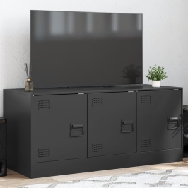 Mueble para TV de acero negro 99x39x44 cm