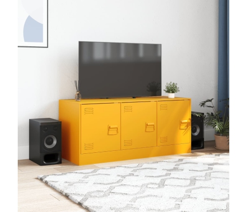 Mueble para TV de acero amarillo mostaza 99x39x44 cm