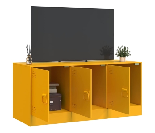 Mueble para TV de acero amarillo mostaza 99x39x44 cm