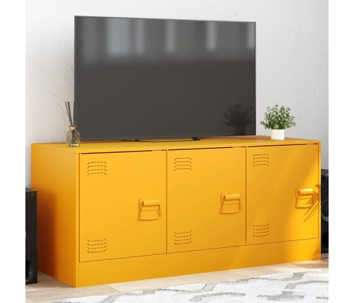 Mueble para TV de acero amarillo mostaza 99x39x44 cm