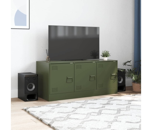 Mueble de TV de acero verde oliva 99x39x44 cm