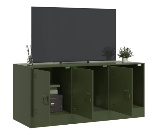 Mueble de TV de acero verde oliva 99x39x44 cm