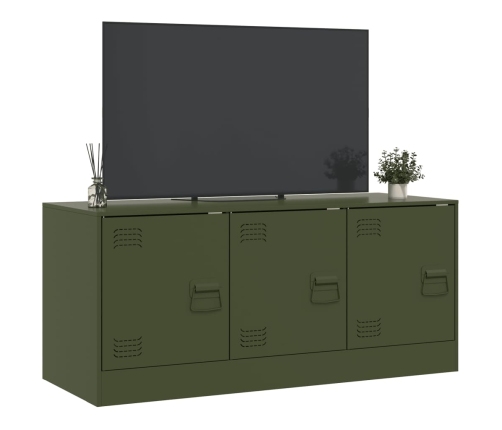 Mueble de TV de acero verde oliva 99x39x44 cm