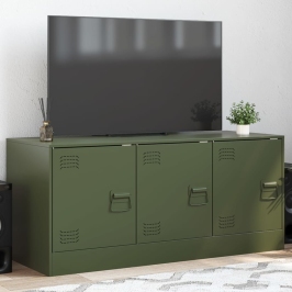 Mueble de TV de acero verde oliva 99x39x44 cm