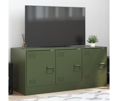 Mueble de TV de acero verde oliva 99x39x44 cm