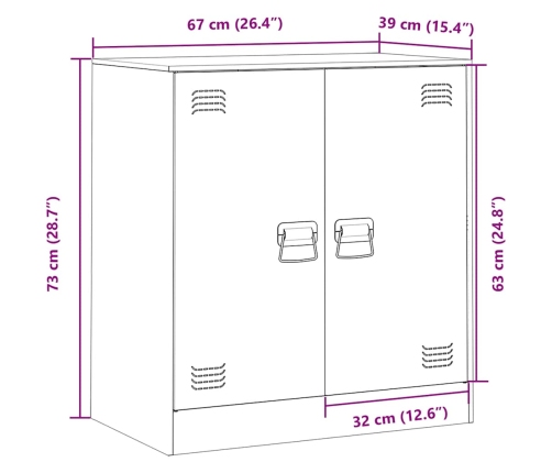 Aparador de acero verde oliva 67x39x73 cm