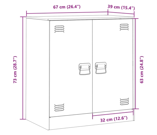 Aparador de acero blanco 67x39x73 cm