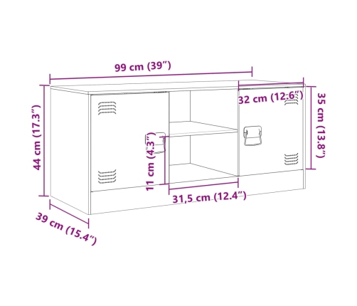 Mueble para TV de acero negro 99x39x44 cm