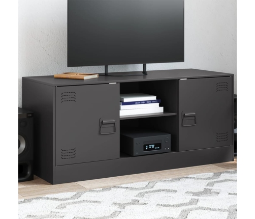 Mueble para TV de acero negro 99x39x44 cm