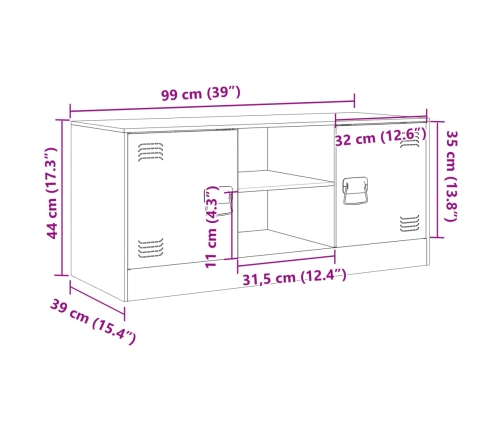 Mueble para TV de acero gris antracita 99x39x44 cm