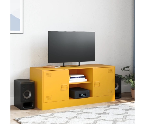 vidaXL Mueble para TV de acero amarillo mostaza 99x39x44 cm