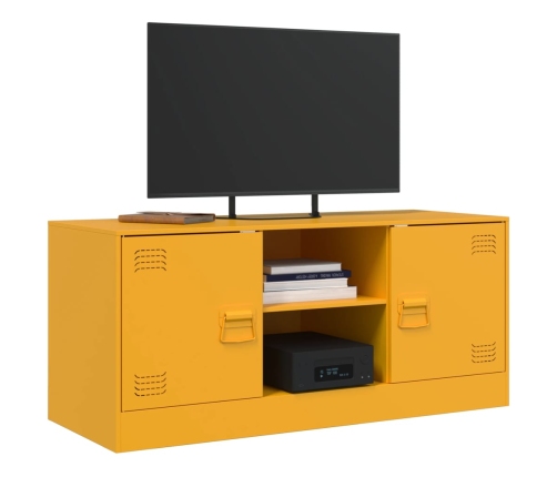 vidaXL Mueble para TV de acero amarillo mostaza 99x39x44 cm