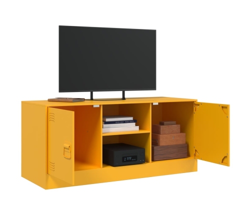 vidaXL Mueble para TV de acero amarillo mostaza 99x39x44 cm