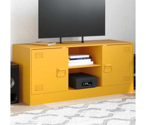 vidaXL Mueble para TV de acero amarillo mostaza 99x39x44 cm