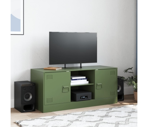 Mueble de TV de acero verde oliva 99x39x44 cm