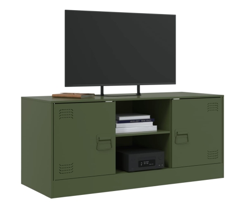 Mueble de TV de acero verde oliva 99x39x44 cm