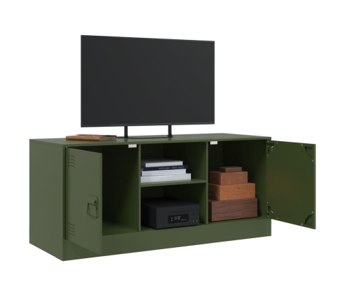 Mueble de TV de acero verde oliva 99x39x44 cm