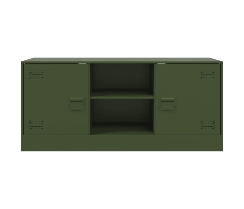 Mueble de TV de acero verde oliva 99x39x44 cm