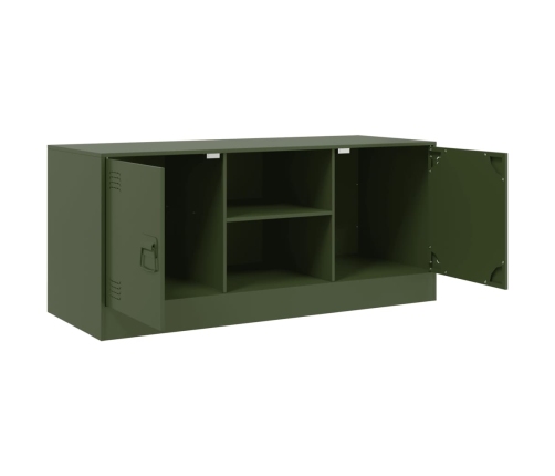 Mueble de TV de acero verde oliva 99x39x44 cm