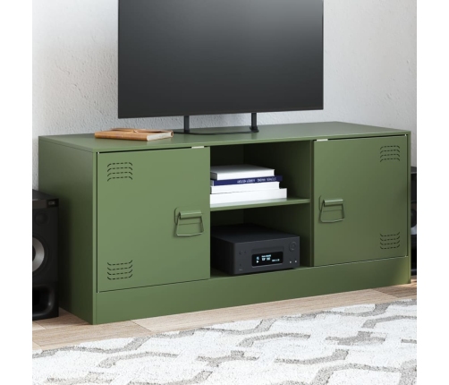 Mueble de TV de acero verde oliva 99x39x44 cm