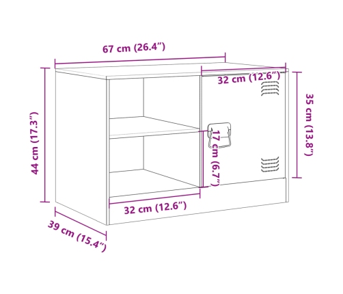 Mueble para TV de acero negro 67x39x44 cm