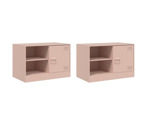 Muebles para TV 2 unidades acero rosa 67x39x44 cm