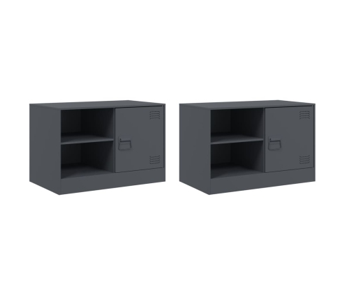 Muebles para TV 2 unidades acero gris antracita 67x39x44 cm