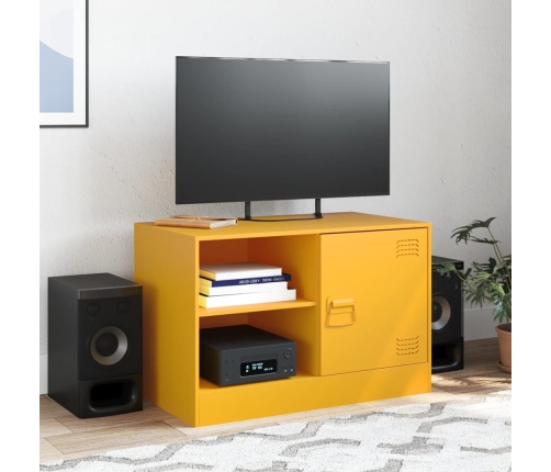 Mueble para TV de acero amarillo mostaza 67x39x44 cm