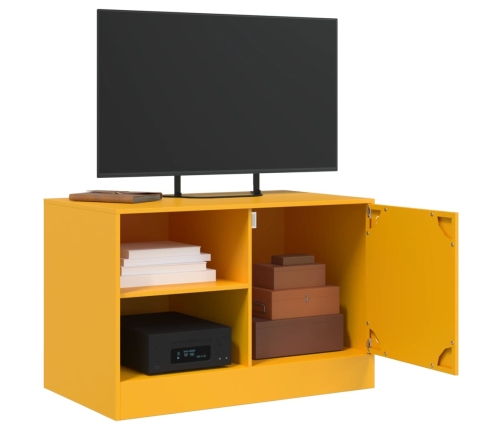 Mueble para TV de acero amarillo mostaza 67x39x44 cm